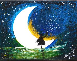 girl of moonlight - MAMMAR - Paintings & Prints, Landscapes