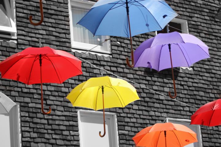 Flying Umbrellas - Steve Horsfall - Photography, Abstract, Color - ArtPal