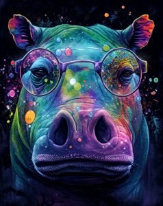 Psychedelic Hippo - Surreal Portrait