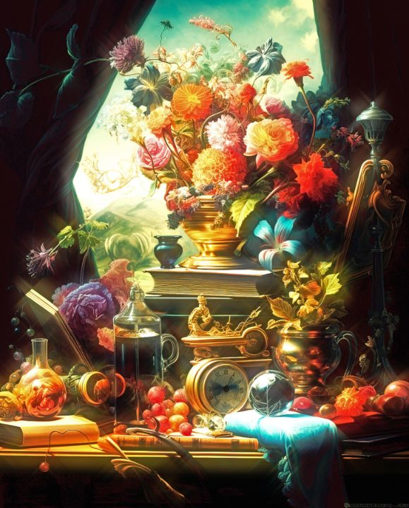 Floral Skull Art: A Surreal and Vintage Still Life