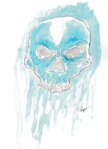 Ink and Watercolor Skull 322022