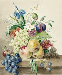 Still life of flowers and fruits