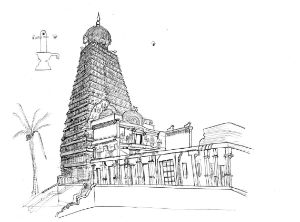 Tanjore Big Temple Drawing by Shruthi Sakthi Anish | Saatchi Art