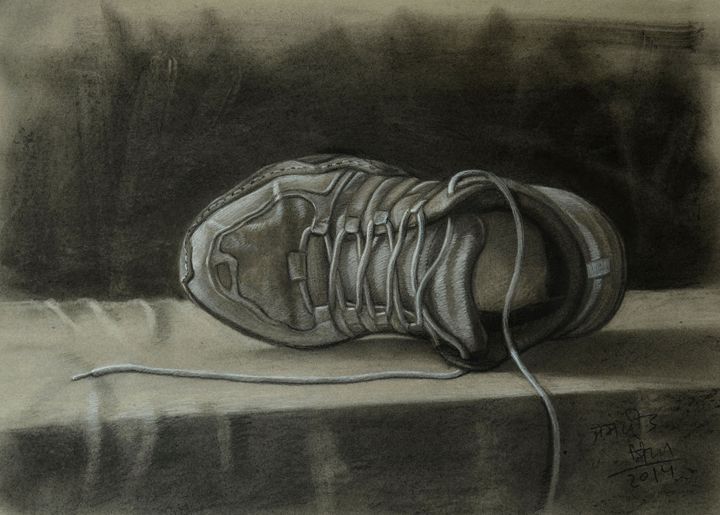 Running Shoes Still life - Jaspreet Singh Art