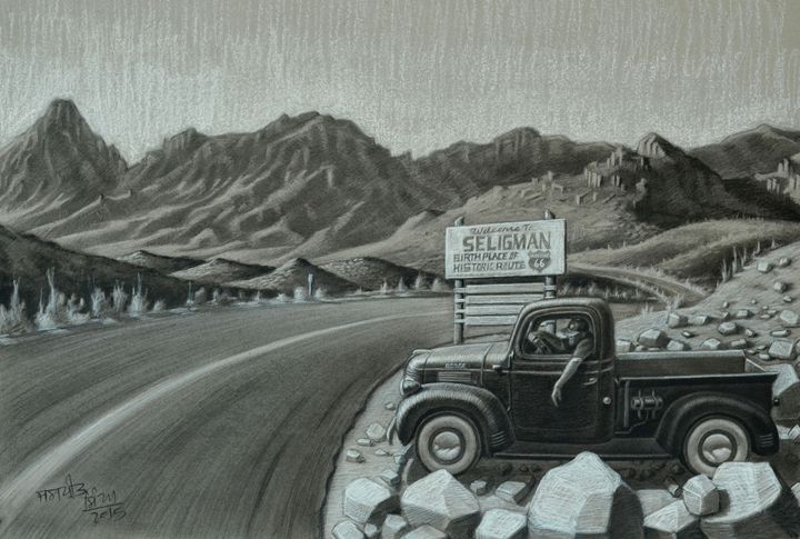 Route 66 the Great American Highway - Jaspreet Singh Art