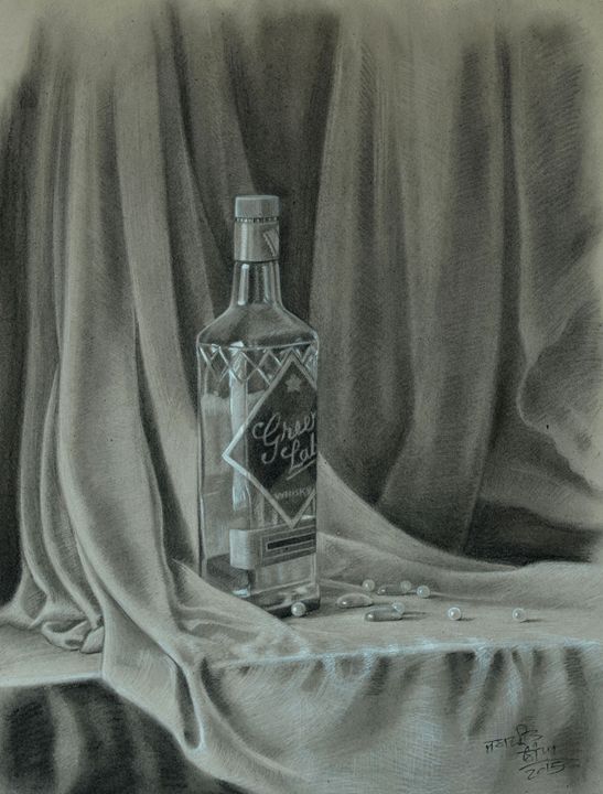 Empty Bottle still life - Jaspreet Singh Art