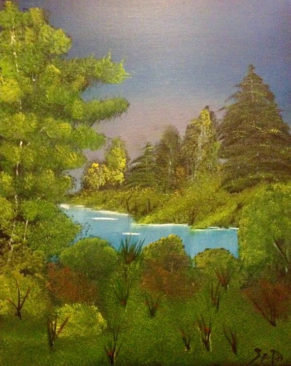 Blue River Forest Scott Patti Paintings Prints Landscapes Nature Rivers Creeks Artpal