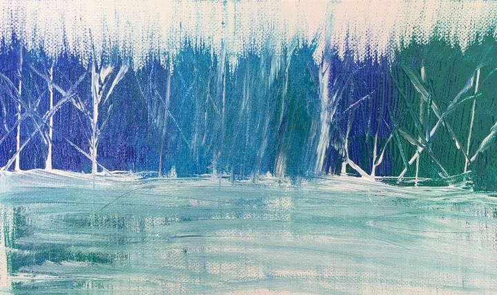 Abstract Acrylic Winter Landscape Pat, Abstract Winter Landscape Paintings