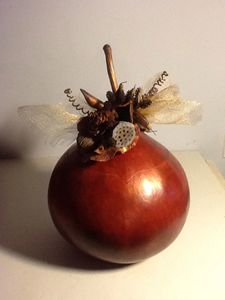 Autumn Bounty Lidded Gourd - LaDeDa Gourds - Karen L Caldwell