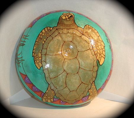 Ocean Drum Turtle - SOLD - LaDeDa Gourds - Karen L Caldwell