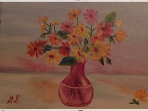 Daisies In A Cranberry Glass Vase