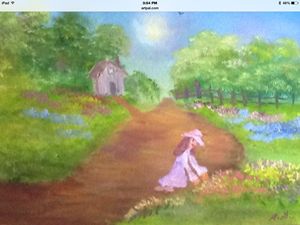 Girl On A Flower Garden Path