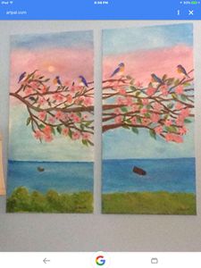 New Enland Bluebirds In A Tree