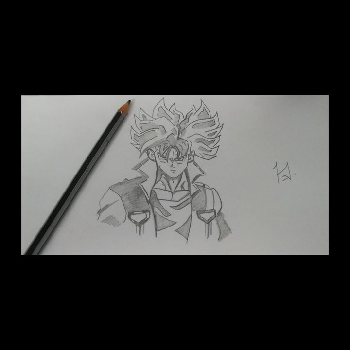 Trunks Line art Drawing Sketch, dragon ball z black and white