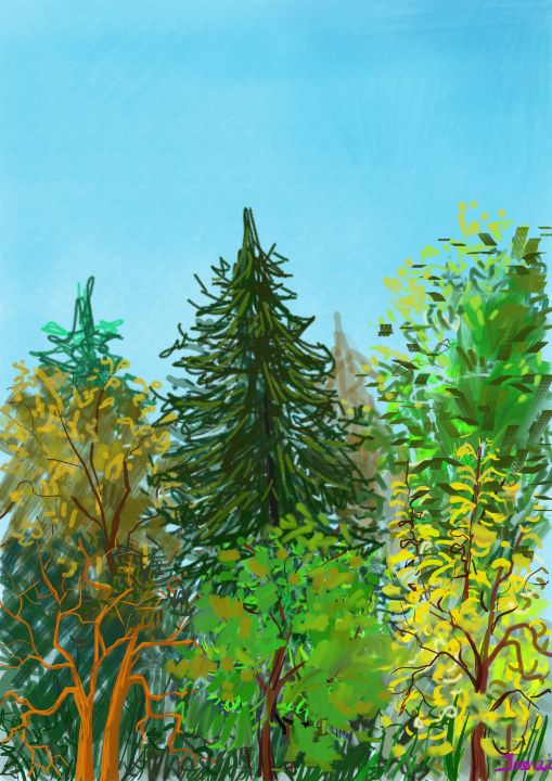 Trees at the park - Joan_Mato_Art - Digital Art, Flowers, Plants, & Trees,  Trees & Shrubs, Pine Trees - ArtPal