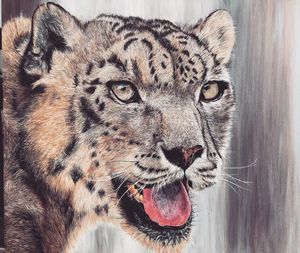 Original snow leopard painting