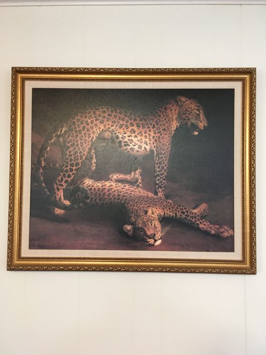  leopard☆様ヴィンテージおまとめ2点 Two Leopards Playing - Wayne's - Paintings & Prints, Animals