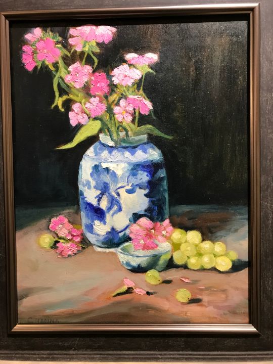 Ginger jar with Grapes - Cathleen Hanna