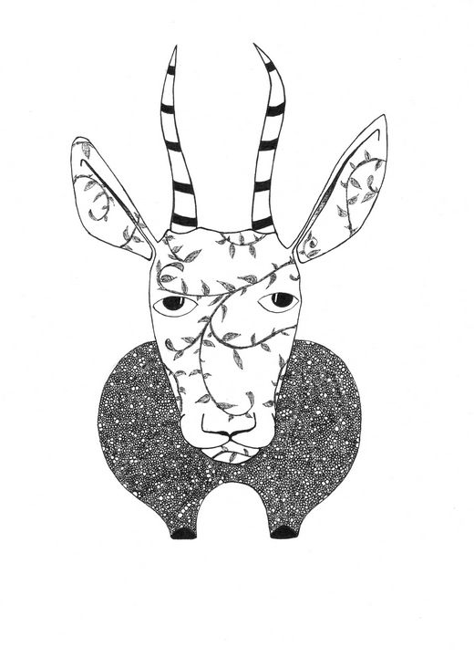 stylized Gazelle black on white - John Michael Robinson - Drawings &  Illustration, Animals, Birds, & Fish, Other Animals, Birds, & Fish - ArtPal