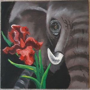 elephant with gladioli - AnnieSupernova