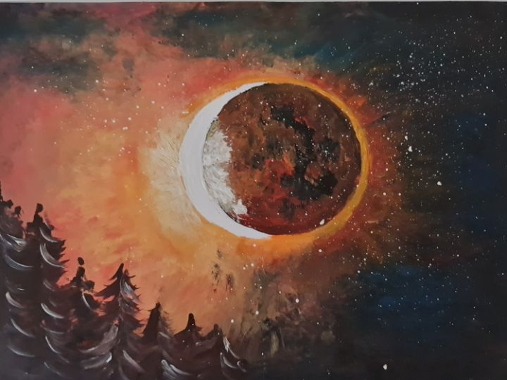 Eclipse moon 2024 painting