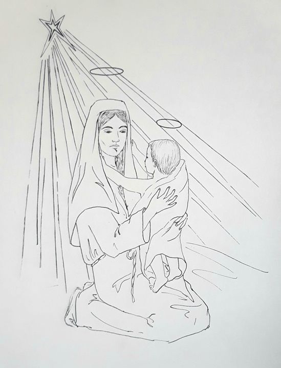 Drawing of Christ Sketch of Jesus Religious Art Savior of - Etsy
