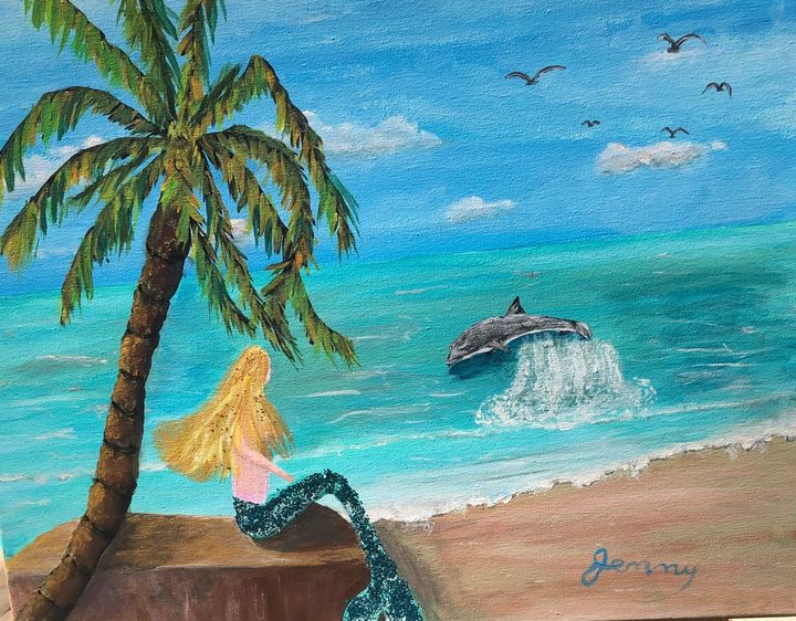 23” resin beach art - Jenny's Coastal Art - Paintings & Prints