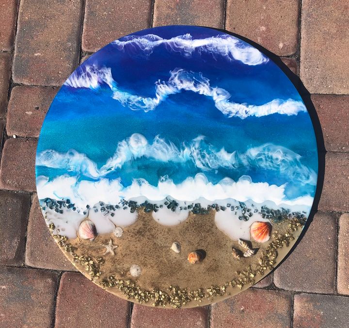 23” resin beach art - Jenny's Coastal Art - Paintings & Prints