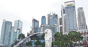 Singapore Skyline Digital Image