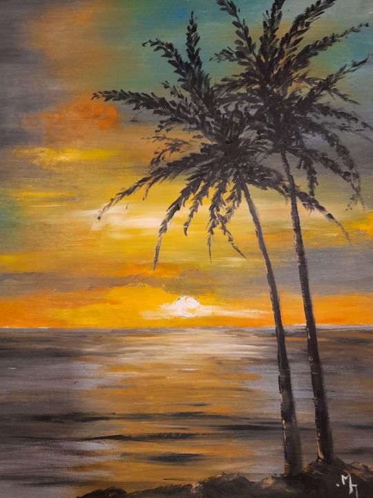 Sunset Serenade by the Sea - Makis Panou Oil Creations