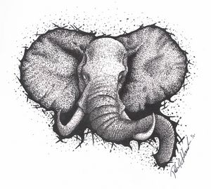 Black and white Elephant
