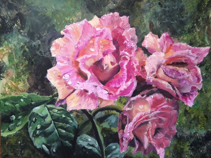 Dewy Roses - L. Hunt Paintings