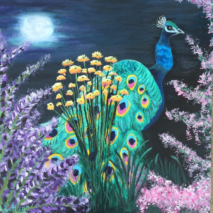 Original Peacock Painting - L. Hunt Paintings