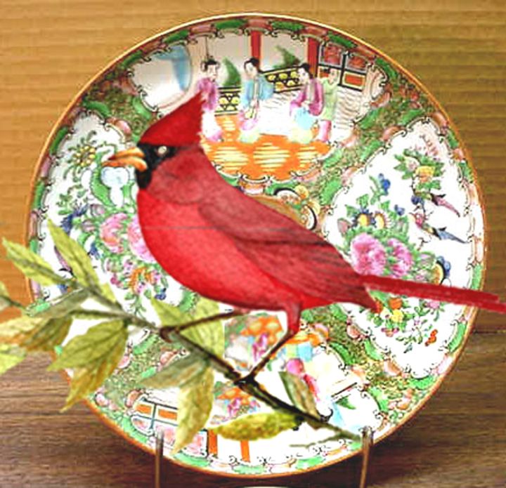 Cardinal Bird n vintagl background - crtowerart