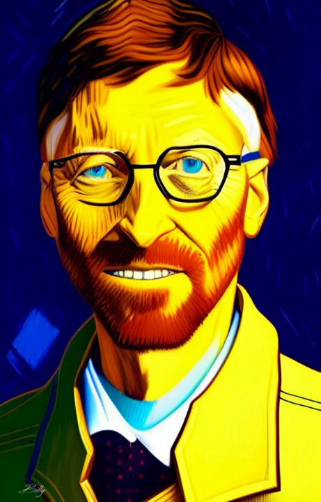 Starry Bill Gates Portrait - Billy van Gogh Love Gallery