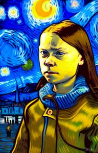 Starry Greta Thunberg Portrait