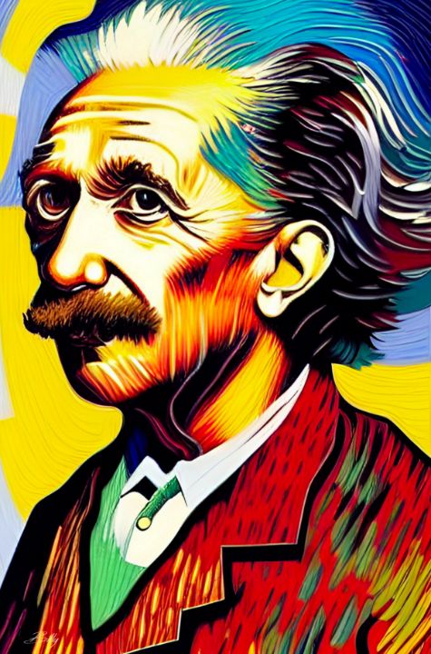 Starry Albert Einstein Portrait - Billy van Gogh Love Gallery
