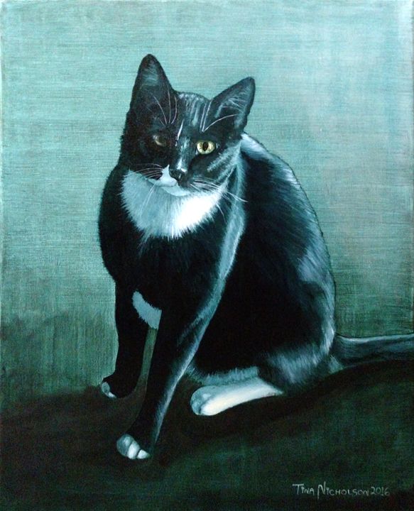 george the tuxedo cat tina n turner nicholson studios paintings prints animals birds fish cats kittens other cats kittens artpal artpal