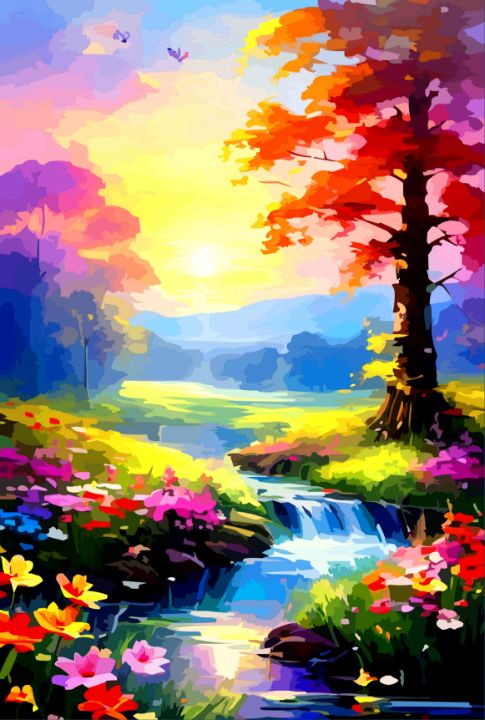 Calm Summer Landscape - VikArtStudio - Digital Art & AI