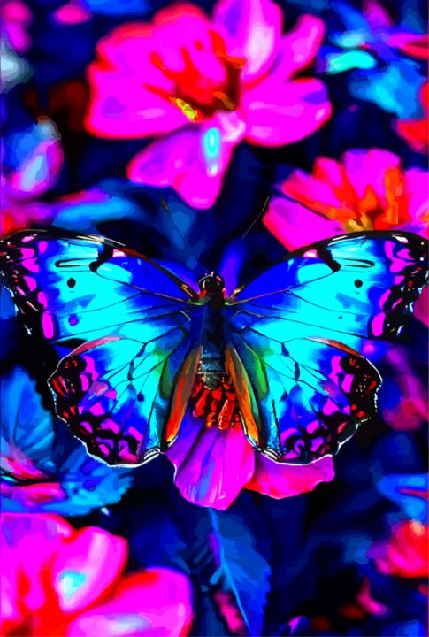 Radiant Butterfly Delight - VikArtStudio - Digital Art & AI 