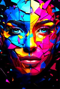 Fine Art PRINT , Abstract Female Figure, Bold Color (LARGE): Heightened high quality Solitude