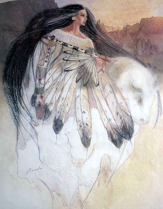 White Buffalo Calf Woman Pamela Mccabe S Gallery Paintings Prints Ethnic Cultural