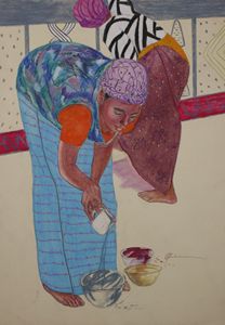 african woman painting their home