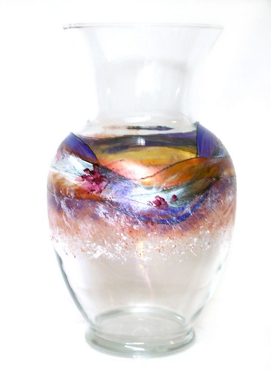 Hand Painted Vase / Tip Jar - ARTini Glasses by Lisa Hand Painted Glassware