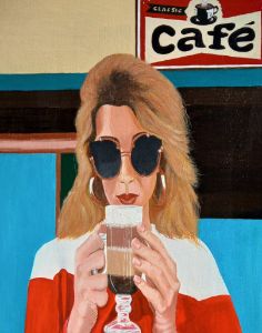 Girl In Cafe - ARTBYKERINFREEMAN