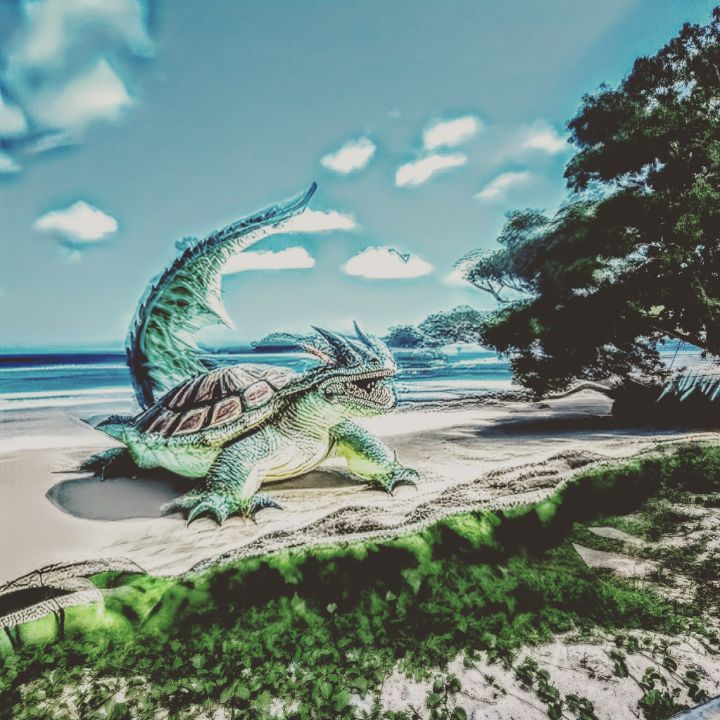 Seychelles Turtle drake - Garudakreol - Digital Art & AI, Fantasy ...