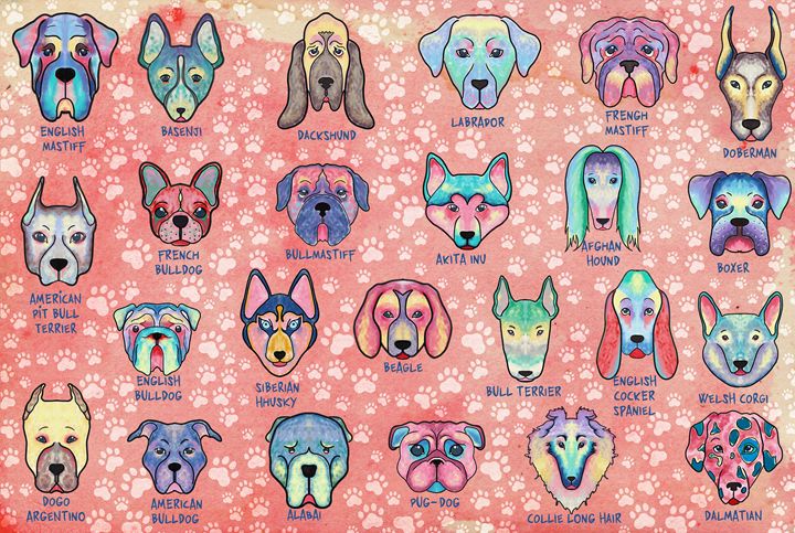 Types of Dogs Art - Live Art Gifts