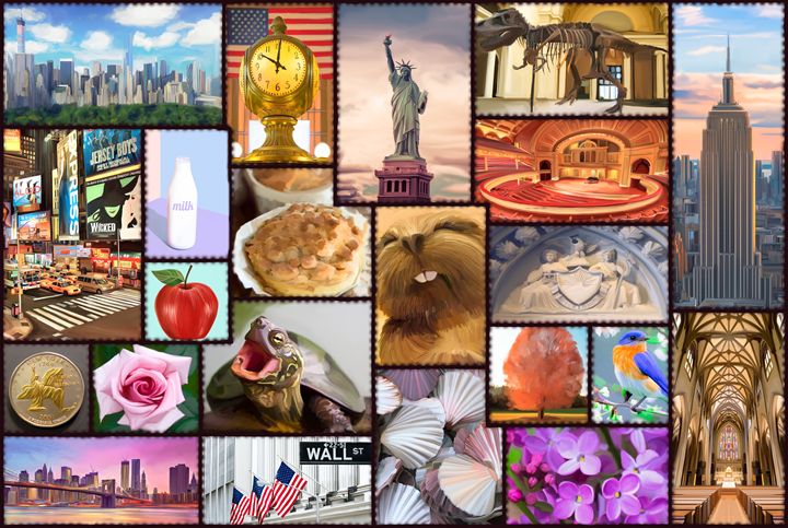 New York New York with Symbols - Live Art Gifts