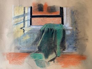 Green Blanket in Window - Aidan White