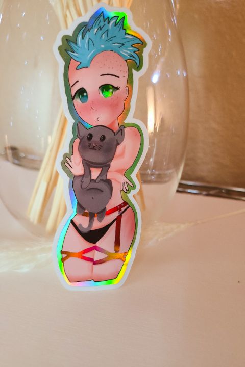 Senpai Please Upside Down Rainbow Holographic Anime Booty Girl 5034  Vinyl Sticker  eBay